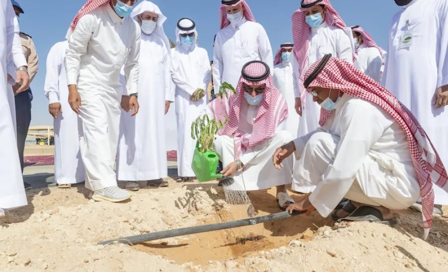 معالي رئيس الجامعة يشارك المتطوعين في حملة تشجير المدينة الجامعية بالمجمعة - ]U,M