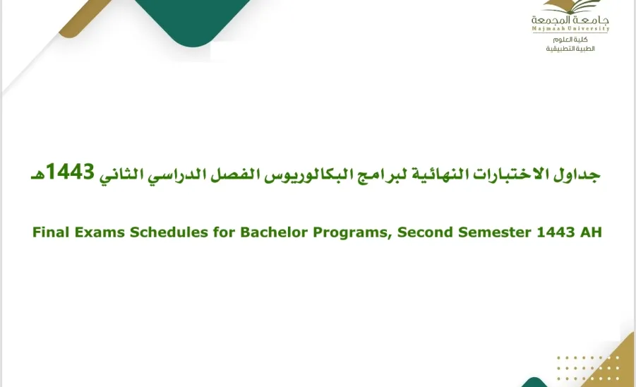 جداول الاختبارات النهائية لبرامج البكالوريوس الفصل الدراسي الثاني 1443هـ - d