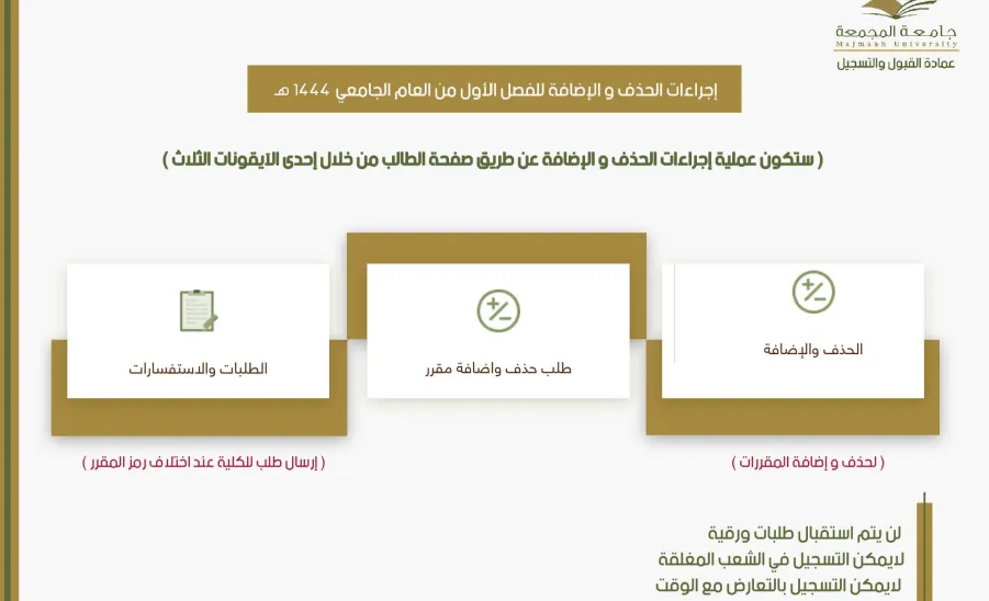 Add/drop courses- first semester (1444) - الحذف والاضافة
