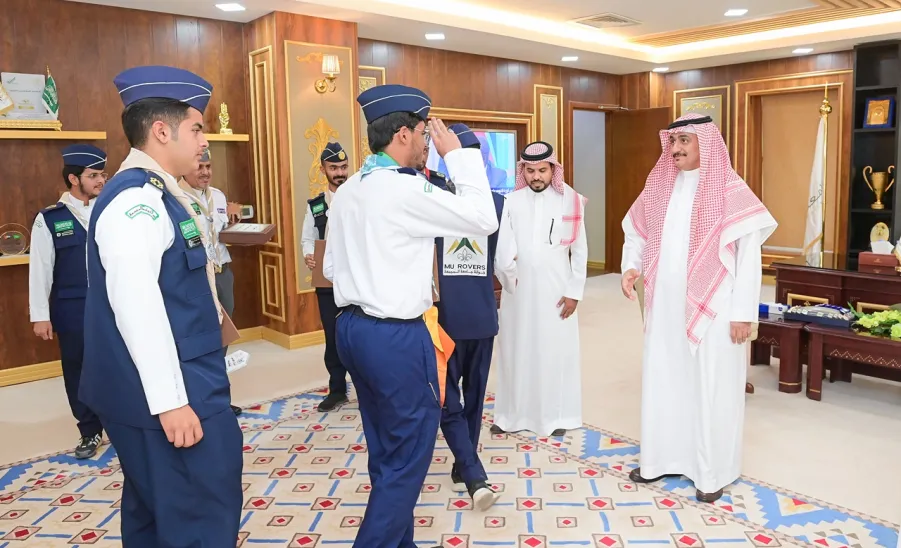 MU RECTOR WELCOMES SCOUTS WHO PARTICIPATED IN PUBLIC SERVICE FOR HAJJ - جامعة المجمعة