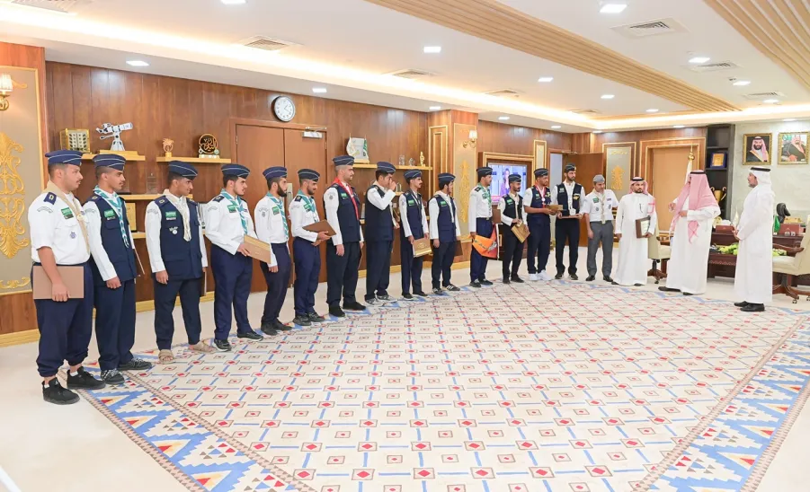 MU RECTOR WELCOMES SCOUTS WHO PARTICIPATED IN PUBLIC SERVICE FOR HAJJ - جامعة المجمعة