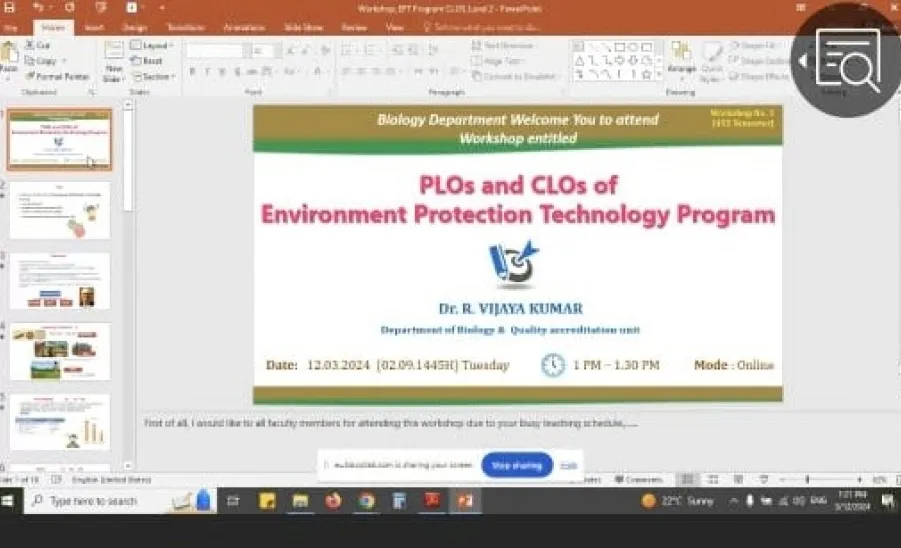 Biology Department conducts a workshop on the learning outcomes of the course and program - 1