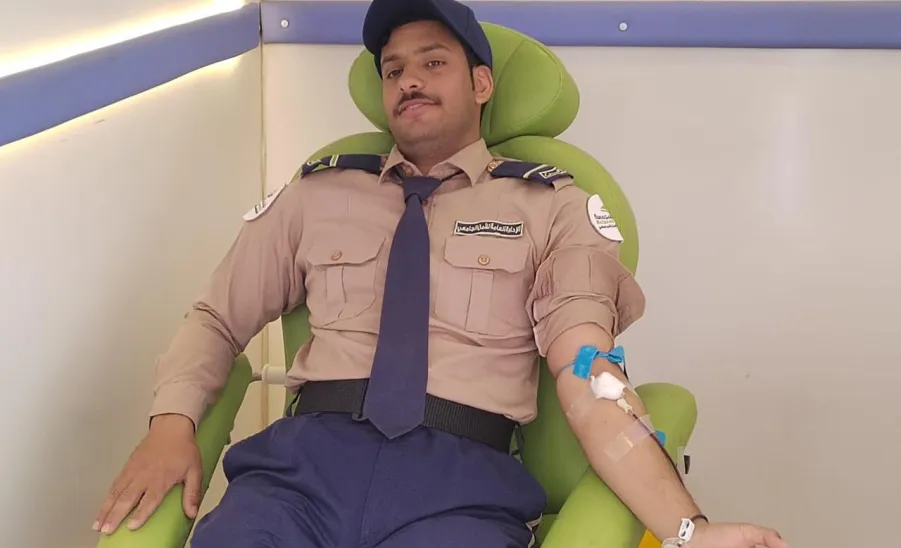 Social Responsibility Observatory conducts a blood donation campaign  -  مرصد المسؤولية الاجتماعية يقيم حملة تبرع بالدم بمجمع الكليات للطلاب بجامعة المجمعة