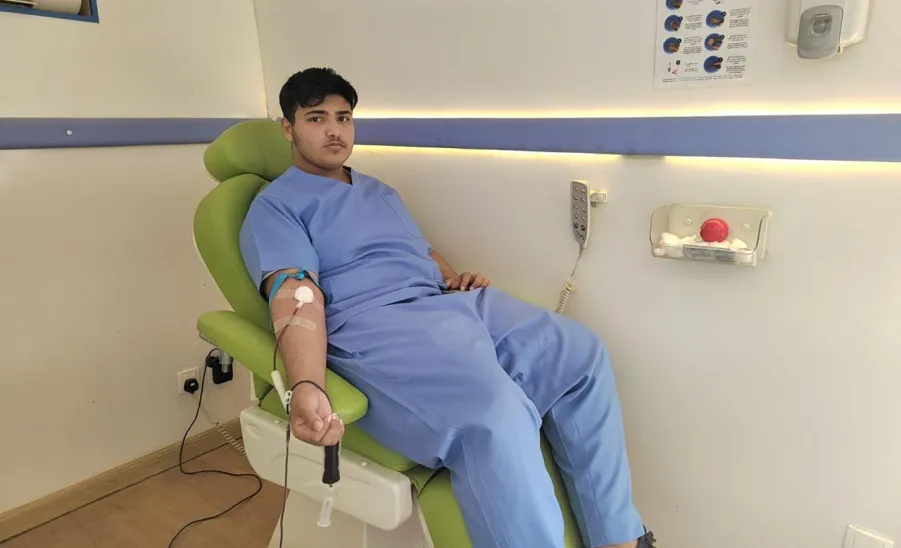 Social Responsibility Observatory conducts a blood donation campaign  -  مرصد المسؤولية الاجتماعية يقيم حملة تبرع بالدم بمجمع الكليات للطلاب بجامعة المجمعة