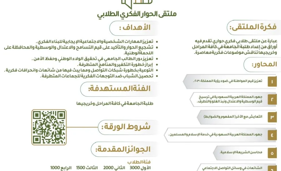 جامعة المجمعة تطلق ملتقى الحوار الفكري الطلابي - 1