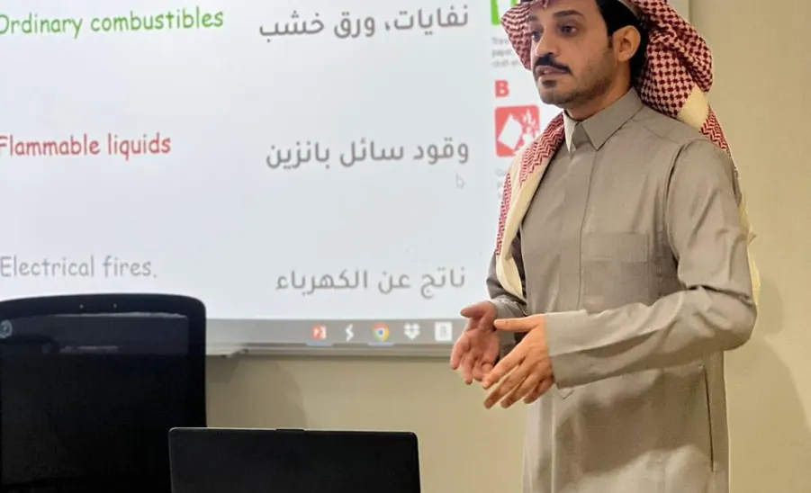 إدارة السلامة تُنفذ برنامجاً تدريبياً للتعرف على وسائل السلامة و استخداماتها -  السلامة: تُنفذ برنامج تدريبي للتعرف على وسائل السلامة و استخداماتها