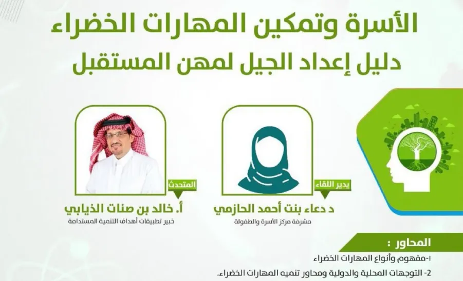 مرصد المسؤولية الاجتماعية يقيم ورشة عمل بعنوان ( الأسرة وتمكين المهارات الخضراء: دليل إعداد الجيل لمهن المستقبل ) - صورة
