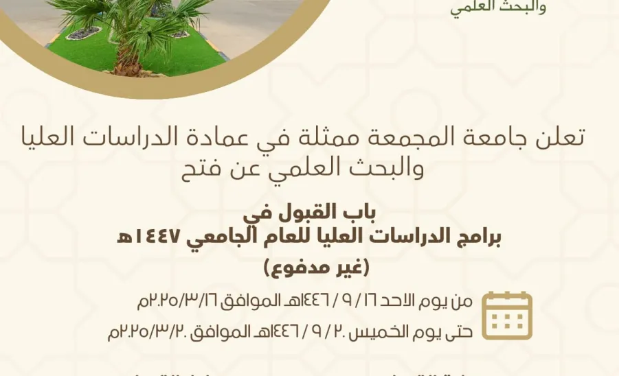 The Deanship announces the opening of applying for Graduate Programs for the Academic Year 1447 AH. -  gssr
