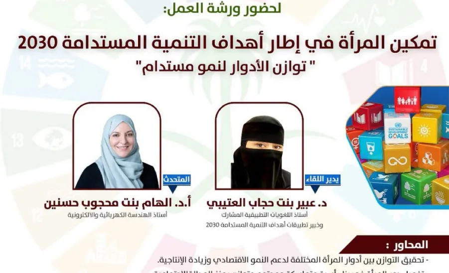 ورشة عمل بعنوان ( تمكين المرأة في إطار أهداف التنمية المستدامة 2030 – توازن الأدوار لنمو مستدام) - صورة