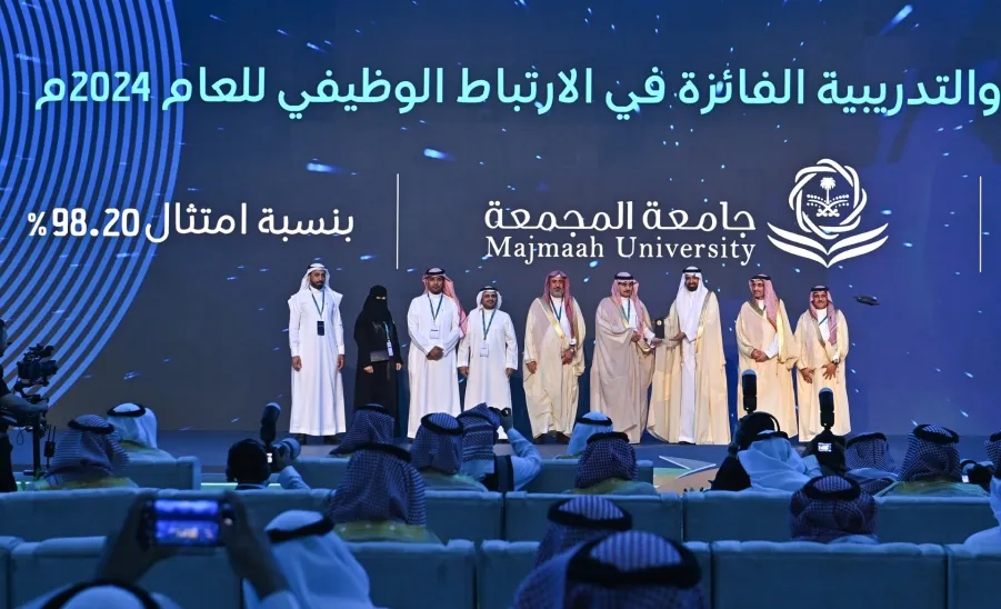 FOR THE SECOND CONSECUTIVE YEAR, MU WINS FIRST PLACE IN PERIOD MEASUREMENT PROJECT "EMPLOYEE ENGAGEMENT" -  جامعة المجمعة