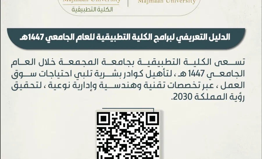 الكلية التطبيقية تصدر الدليل التعريفي لبرامجها للعام الجامعي 1447هـ - الدليل التعريفي