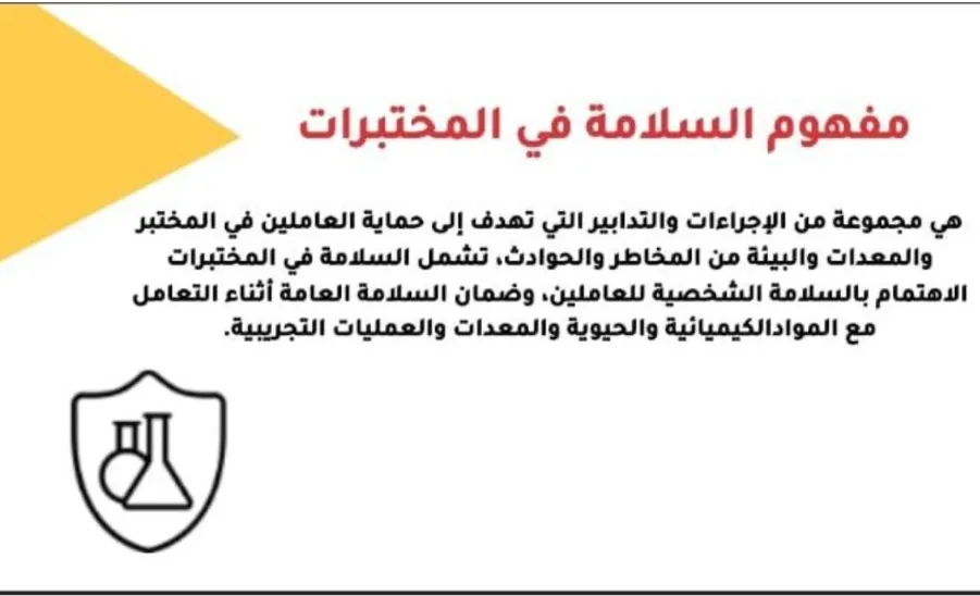 كلية العلوم تقيم دورة بعنوان : رموز السلامة في مختبرات العلوم - رموز السلامة في مختبرات