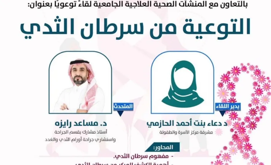 مرصد المسؤولية الاجتماعية يقيم لقاءً توعوياً حول سرطان الثدي بالتعاون مع المنشآت الصحية العلاجية الجامعية - صورة