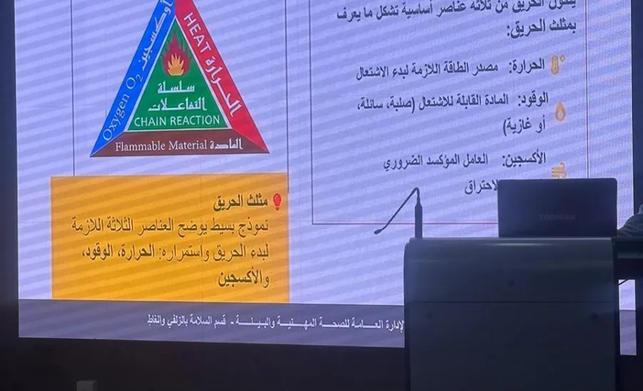 The General Administration of Occupational Health and Environment concludes Field Workshop Program on Safety Equipment Use  -  الإدارة العامة للصحة المهنية والبيئة تُنهي مراحل خطة ورش العمل الميدانية لاستخدام وسائل السلامة لأقسام الطالبات