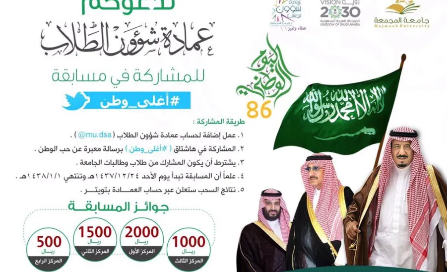 عمادة شؤون الطلاب تعلن الفائزين في مسابقة #أغلى_ وطن  - 