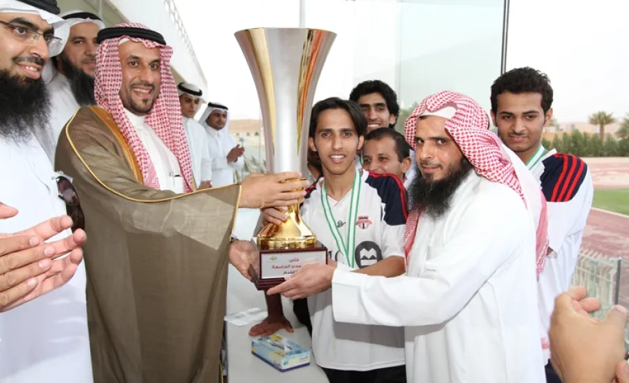 After Winning over the Community College with four points Rector of the University awards the College of Engineering team the Cup of His Excellency. -  