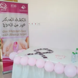 بمناسبة اليوم العالمي للتوعية بسرطان الثدي كلية إدارة الأعمال تنظم حملة توعوية تحت عنوان” التوعية والكشف المبكر لسرطان الثدي “