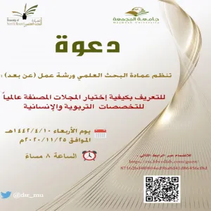 A workshop by Deanship of Scientific Research on “strategies of refereed journal selection in education and humanities”