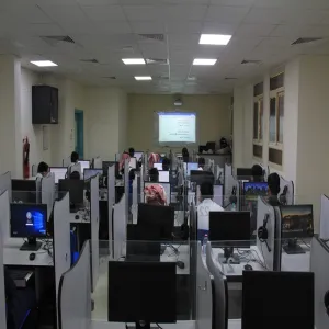 Dean of the College and Vice Dean for Educational Affairs inspect final e- exams