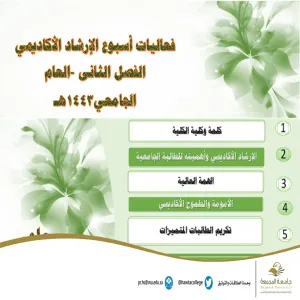فعاليات أسبوع الإرشاد الأكاديمي بأقسام الطالبات