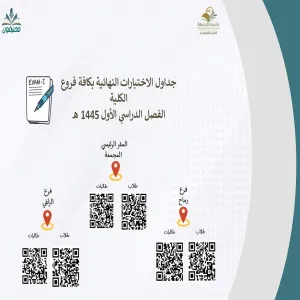 الكلية التطبيقية تعلن عن جدول الاختبارات النهائية للفصل الدراسي الأول من العام 1445 هـ