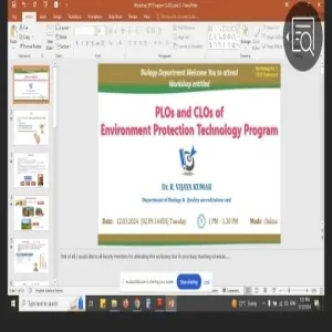قسم الأحياء يقيم ورشة عمل حول مخرجات التعلم للمقرر والبرنامج