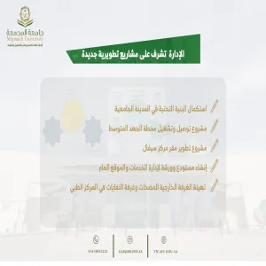 الإدارة العامة للمشروعات والتشغيل والصيانة تشرف على مشاريع تطويرية جديدة