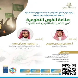 مركز العمل التطوعي يقيم ورشة بعنوان : صناعة الفرص التطوعية من التخطيط المثالي وحتى التنفيذ
